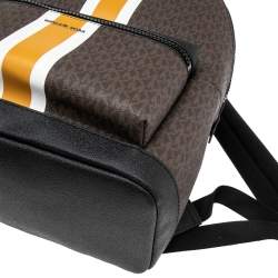 Michael Kors Brown/Black Signature Coated Canvas Cooper Backpack