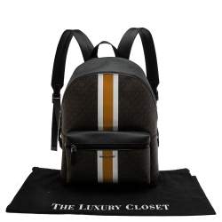 Michael Kors Brown/Black Signature Coated Canvas Cooper Backpack