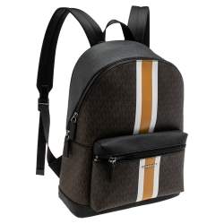 Michael Kors Brown/Black Signature Coated Canvas Cooper Backpack