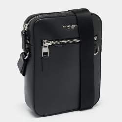 Michael Kors Black Leather Henry Flight Messenger Bag