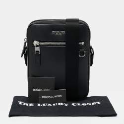 Michael Kors Black Leather Henry Flight Messenger Bag