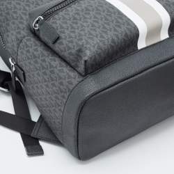 Michael Kors Black Signature Coated Canvas Striped Cooper Backpack