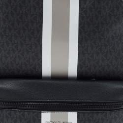 Michael Kors Black Signature Coated Canvas Striped Cooper Backpack