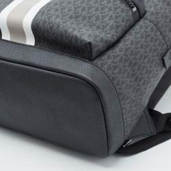 Michael Kors Black Signature Coated Canvas Striped Cooper Backpack
