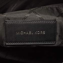 Pre Owned Michael Kors Black/Grey Canvas Logo Jacquard Henry Empire Duffel Bag