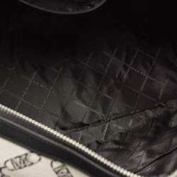 Pre Owned Michael Kors Black/Grey Canvas Logo Jacquard Henry Empire Duffel Bag