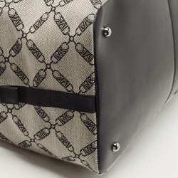 Pre Owned Michael Kors Black/Grey Canvas Logo Jacquard Henry Empire Duffel Bag