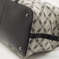 Pre Owned Michael Kors Black/Grey Canvas Logo Jacquard Henry Empire Duffel Bag