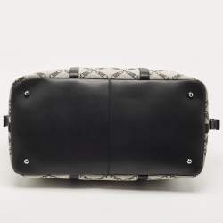 Pre Owned Michael Kors Black/Grey Canvas Logo Jacquard Henry Empire Duffel Bag