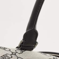 Pre Owned Michael Kors Black/Grey Canvas Logo Jacquard Henry Empire Duffel Bag