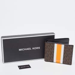 Michael Kors Brown/Orange Signature Coated Canvas Gifting Bifold Wallet