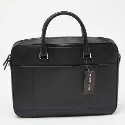 Pre Owned Michael Kors Black Leather Cooper Double Zip Casual Briefcase