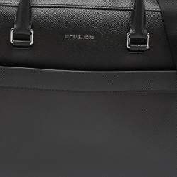 Pre Owned Michael Kors Black Leather Cooper Double Zip Casual Briefcase