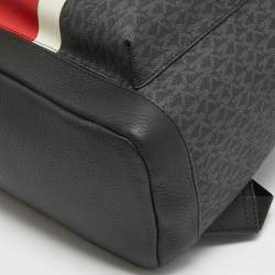 Michael Kors Black/Bright Red Signature Coated Canvas Striped Cooper Backpack