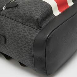 Michael Kors Black/Bright Red Signature Coated Canvas Striped Cooper Backpack