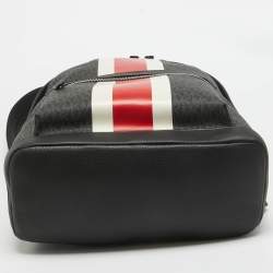 Michael Kors Black/Bright Red Signature Coated Canvas Striped Cooper Backpack