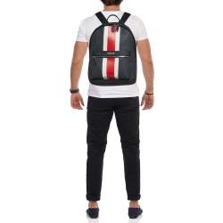 Michael Kors Black/Bright Red Signature Coated Canvas Striped Cooper Backpack