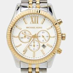 Michael Kors White Two-Tone Stainless Steel Lexington MK8344 Men's Wristwatch 45 mm