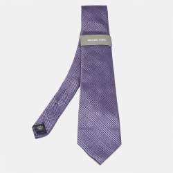 Michael Kors Purple Kai Checks Silk Tie 