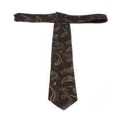 Pre Owned Michael Kors Brown Paisley Pattern Silk Jacquard Classic Tie