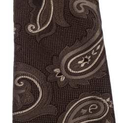 Pre Owned Michael Kors Brown Paisley Pattern Silk Jacquard Classic Tie