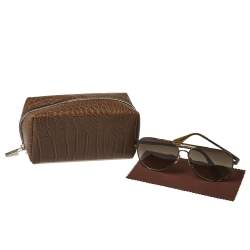 Michael Kors Bronze Tone Titanium / Green Gradient MKS720 Aviator Sunglasses