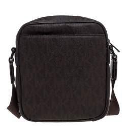 Michael Kors Brown Signature Coated Canvas and Leather Crossbody Bag