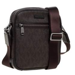 Michael Kors Brown Signature Coated Canvas and Leather Crossbody Bag