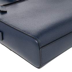 Michael Kors Navy Blue Leather Harrison Front Zip Briefcase