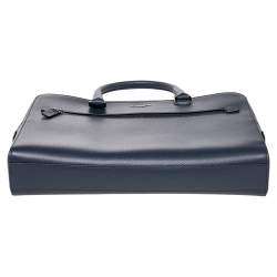 Michael Kors Navy Blue Leather Harrison Front Zip Briefcase