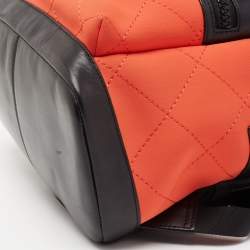 Michael Kors Orange/Black Quilted Neoprene And Leather Odin Backpack
