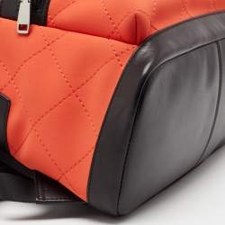 Michael Kors Orange/Black Quilted Neoprene And Leather Odin Backpack