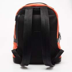 Michael Kors Orange/Black Quilted Neoprene And Leather Odin Backpack