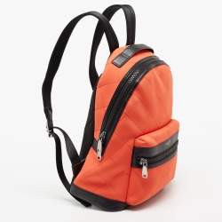 Michael Kors Orange/Black Quilted Neoprene And Leather Odin Backpack