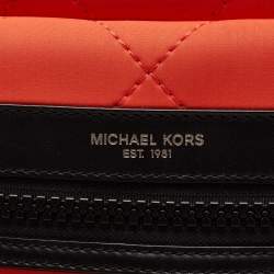 Michael Kors Orange/Black Quilted Neoprene And Leather Odin Backpack
