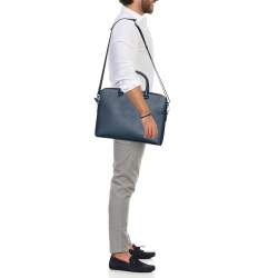 Michael Kors Navy Blue Saffiano Leather Harrison Briefcase Bag