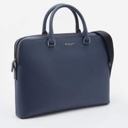 Michael Kors Navy Blue Saffiano Leather Harrison Briefcase Bag
