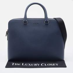 Michael Kors Navy Blue Saffiano Leather Harrison Briefcase Bag