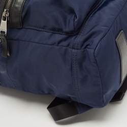 Pre Owned Michael Kors Navy Blue/Black Nylon and Leather Kent Backpack