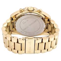 Pre Owned Michael Kors Yellow Gold Plated Stainless Steel Bradshaw MK5605 Men's Wristwatch 43 mm