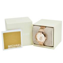 Pre Owned Michael Kors Champagne Rose Gold Plated Stainless Steel Portia MK3640 Women's Wristwatch 36 mm