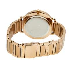 Pre Owned Michael Kors Champagne Rose Gold Plated Stainless Steel Portia MK3640 Women's Wristwatch 36 mm