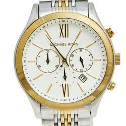 Michael Kors White Two Tone Stainless Steel Brookton MK8306 Men's Wristwatch 45 MM