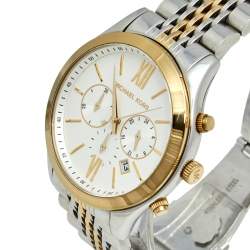 Michael Kors White Two Tone Stainless Steel Brookton MK8306 Men's Wristwatch 45 MM