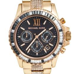 Michael Kors Black Rose Gold Plated Stainless Steel Everest MK5875 Women's Wristwatch 42 mm
