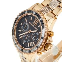 Michael Kors Black Rose Gold Plated Stainless Steel Everest MK5875 Women's Wristwatch 42 mm