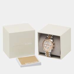 Michael Kors Silver Three-Tone Stainless Steel Lexington MK5735 Women's Wristwatch 38 mm