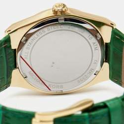 Michael Kors Green Gold Plated Stainless Steel Leather Channing MK2356 Unisex Wristwatch 38 mm 