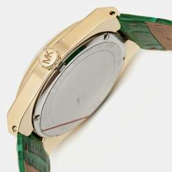Michael Kors Green Gold Plated Stainless Steel Leather Channing MK2356 Unisex Wristwatch 38 mm 