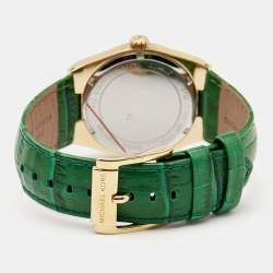 Michael Kors Green Gold Plated Stainless Steel Leather Channing MK2356 Unisex Wristwatch 38 mm 
